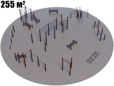 Готовая спортивная площадка для улицы для Воркаут и ГТО 3-2 (Ø18 м)