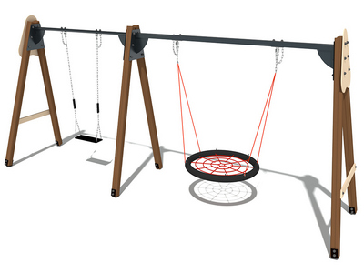 Качели с прорезиненным сиденьем без спинки и сиденьем Гнездо ИО 01031