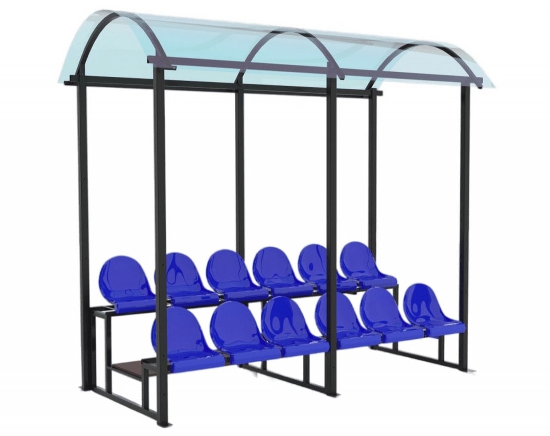 Трибуна сборно-разборная 2-х рядная на 12 мест (с навесом из поликарбоната) - вид 2