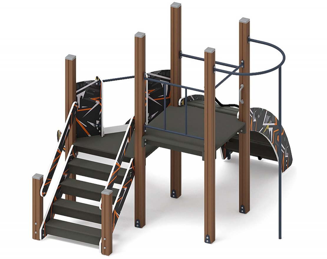 Уличный ДСК Орнамент серо-оранжевый-1 - вид 2