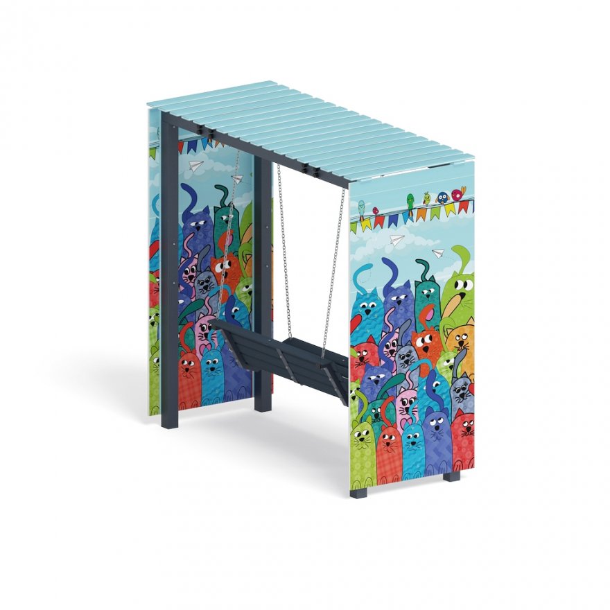 Пергола с диваном Коты в саду (без поликарбоната) - вид 2