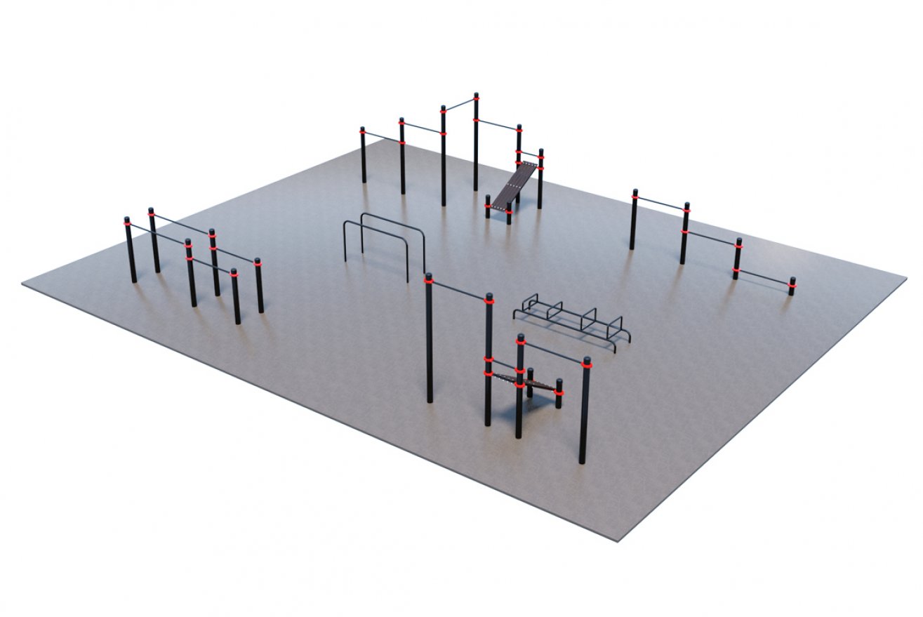 Готовая спортивная площадка для улицы для Воркаут и ГТО 3-5 (12 x 15 м) - вид 2