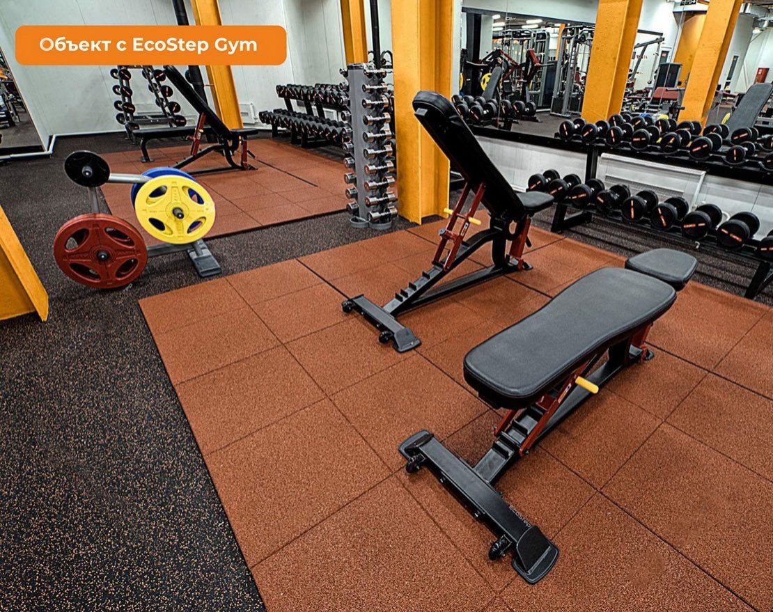 Резиновая плитка EcoStep Gym/Джим 500х500 (15-60 мм) с рельефным основанием - вид 2