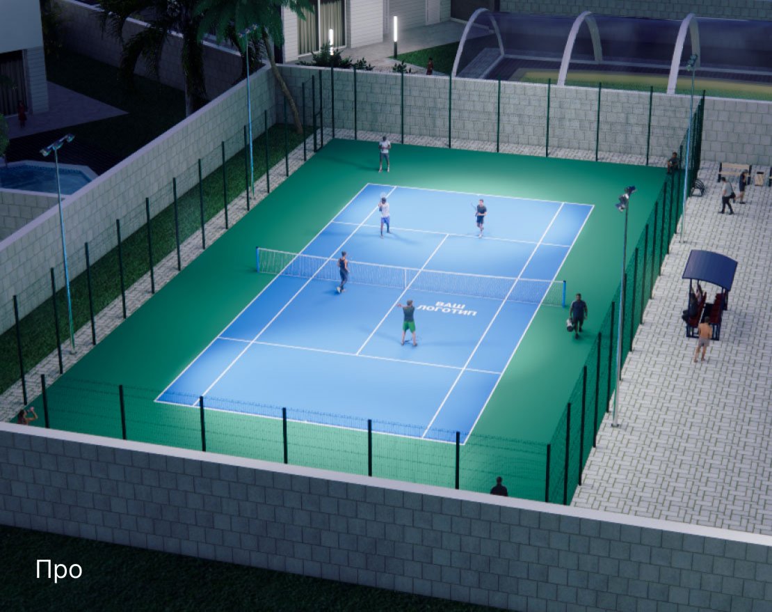 Теннисный корт TORUDA T-1 HARD (37х19, игровое поле 24х11) - вид 2