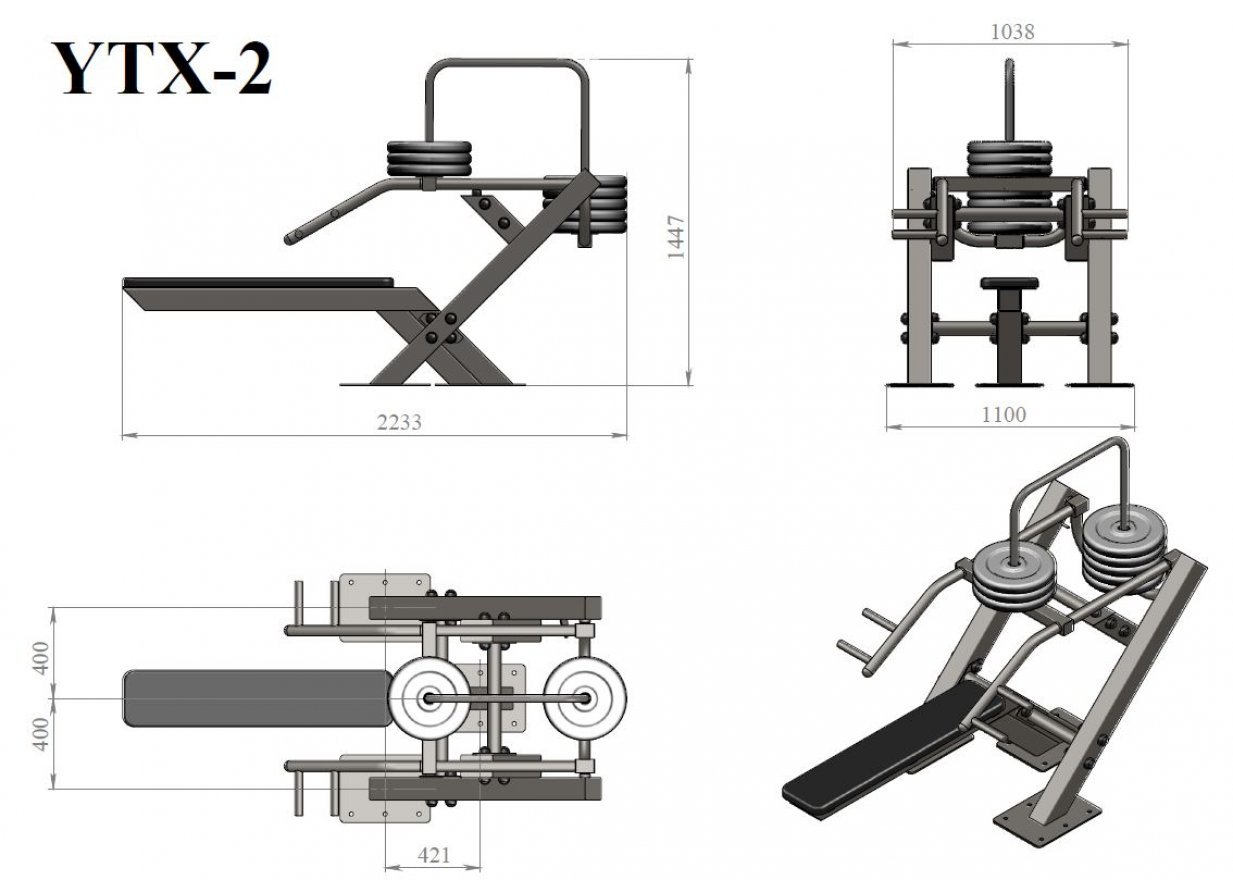 Уличный тренажер TORUDA Жим от груди лежа 2 - вид 2