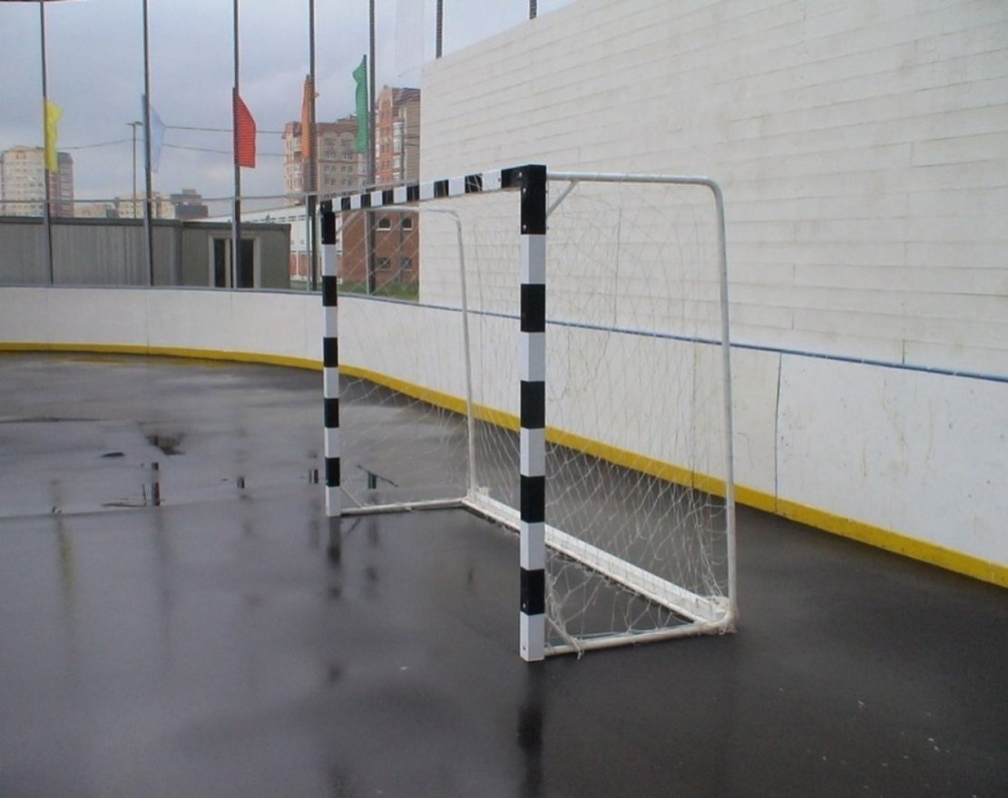 Ворота мини-футбольные (гандбольные) 2х3м свободностоящие с противовесом, с колесами, пара - вид 2